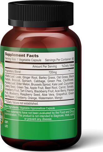 Fruits and Veggies Supplement,Made from 36 Superfood Ingredients,2 Months Supply Per Bottle,Improve constipate,Gut & Digestive Health, Multi Vitamin,Minerals,for Women,Men,and Kids in Saudi Arabia
