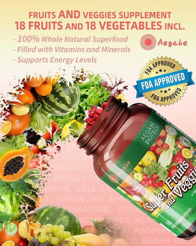 Fruits and Veggies Supplement,Made from 36 Superfood Ingredients,2 Months Supply Per Bottle,Improve constipate,Gut & Digestive Health, Multi Vitamin,Minerals,for Women,Men,and Kids in Saudi Arabia