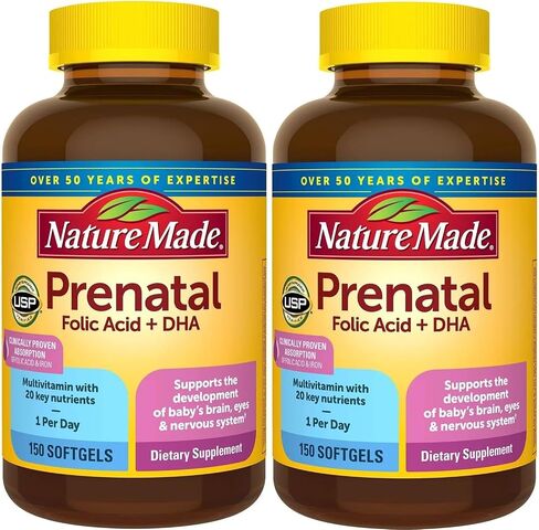 Nature Made Prenatal with Folic Acid + DHA, Prenatal Vitamin and Mineral Supplement for Daily Nutritional Support, 60 Softgels, 60 Day Supply in Saudi Arabia
