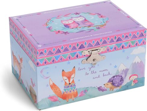 صندوق تخزين المجوهرات الموسيقية للفتيات من Jewelkeeper مع البوم الدوار، حزمة تصميم الغابة مع صندوق تخزين المجوهرات الموسيقية مع وحيد القرن الدوار، تصميم يونيكورن كاندي القطن in Kuwait