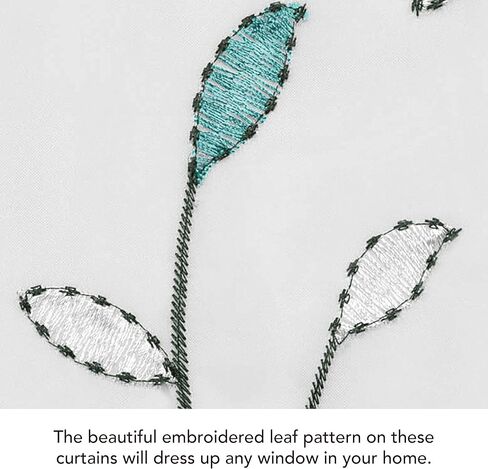 Creative Home Ideas Wavy Leaves, Embroidered Window Curtain with Grommets, Extra Wide Single Panel, 100% Polyester, Light Filtering, Sheer, Modern Drapes, 54" x 84", Coral in Kuwait