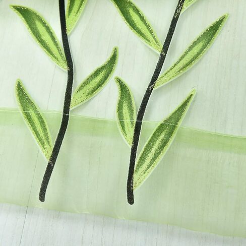 Bi fujian Willow Voile Tulle Curtains for Bedroom, 2 Sheers 39.4'' x 78.8" L Green Window Leaf Curtain for Living Room Bedroom Window Door Bedthroom Balcony Decoration in Kuwait