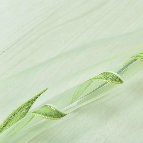 Bi fujian Willow Voile Tulle Curtains for Bedroom, 2 Sheers 39.4'' x 78.8" L Green Window Leaf Curtain for Living Room Bedroom Window Door Bedthroom Balcony Decoration in Kuwait