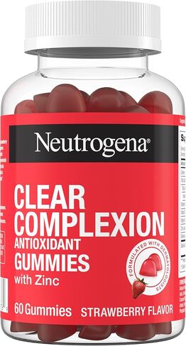 نيوتروجينا صمغ مضاد للأكسدة لبشرة نقية مع الزنك، مكمل يومي للعناية بالبشرة مع فيتامين أ وفيتامين ج وفيتامين هـ لبشرة صافية وصحية + البروبيوتيك، نكهة الفراولة، 60 قيراط in Kuwait