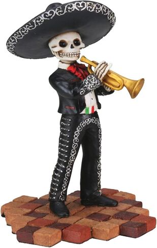 Skeleton Skull Black Mariachi Band Trumpet Statue in Saudi Arabia