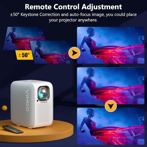 جهاز عرض مزود بواي فاي وبلوتوث، جهاز عرض VIMGO Native 1080P محمول 4K يدعم شاشة 120 بوصة للمنزل في الهواء الطلق، جهاز عرض صغير ذكي مقاوم للغبار، تكبير 50%، متوافق مع iOS/Android/PS5/TV Stick in Kuwait