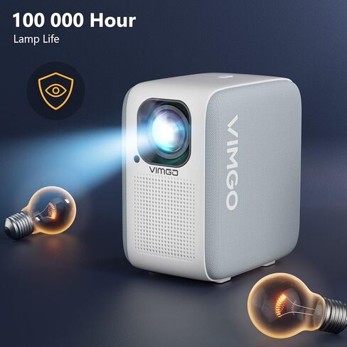 جهاز عرض مزود بواي فاي وبلوتوث، جهاز عرض VIMGO Native 1080P محمول 4K يدعم شاشة 120 بوصة للمنزل في الهواء الطلق، جهاز عرض صغير ذكي مقاوم للغبار، تكبير 50%، متوافق مع iOS/Android/PS5/TV Stick in Kuwait