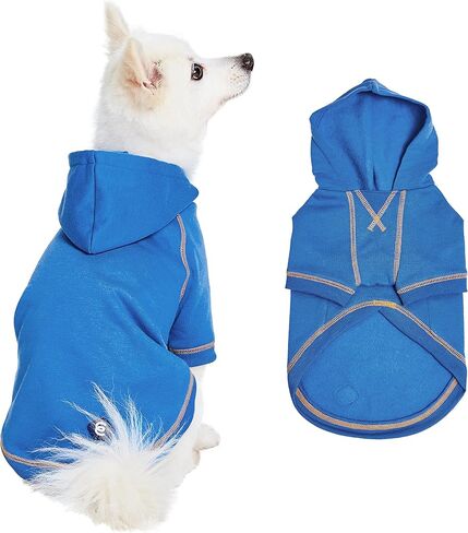 Blueberry Pet Essentials 2023 New Soft & Comfy Better Basic Cotton Blend Dog Hoodie Sweatshirt in Coral, Back Length 20", Pack of 1 Jacket for Dogs in Saudi Arabia
