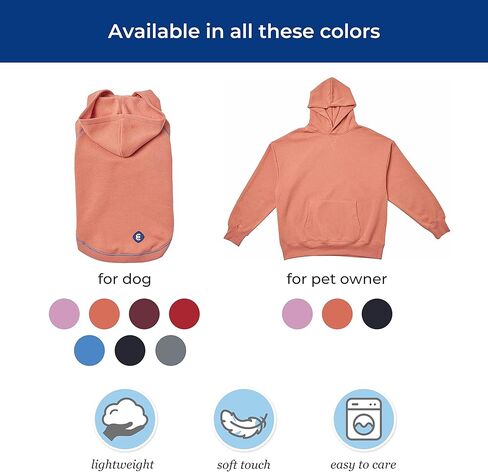 Blueberry Pet Essentials 2023 New Soft & Comfy Better Basic Cotton Blend Dog Hoodie Sweatshirt in Coral, Back Length 20", Pack of 1 Jacket for Dogs in Saudi Arabia