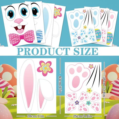 Whaline 65Pcs Easter Door Stickers 8 Sheet Blue Pink Easter Bunny Rabbit Door Decals for Refrigerator Wall Window Front Porch Door Decoration Supplies in Saudi Arabia