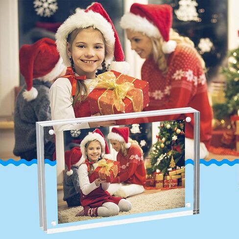 HELPLEX Acrylic Frame, 2 Pack 6x8 Acrylic Picture Frames, 24mm Thicker Frameless Clear Frame Double Sided Magnetic Frame, Free Standing Desktop Display Stand Acrylic Frames in Saudi Arabia