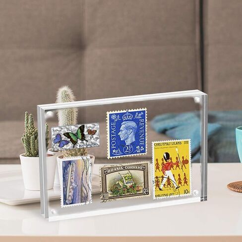 HELPLEX Acrylic Frame, 2 Pack 6x8 Acrylic Picture Frames, 24mm Thicker Frameless Clear Frame Double Sided Magnetic Frame, Free Standing Desktop Display Stand Acrylic Frames in Saudi Arabia