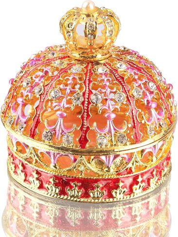 Xinkulas المينا تاج الأميرة حلية صندوق مجوهرات الجوف خارج حلقة سوار تخزين حامل صندوق الزفاف المركزية (الأحمر) in Kuwait