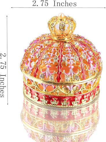 Xinkulas المينا تاج الأميرة حلية صندوق مجوهرات الجوف خارج حلقة سوار تخزين حامل صندوق الزفاف المركزية (الأحمر) in Kuwait