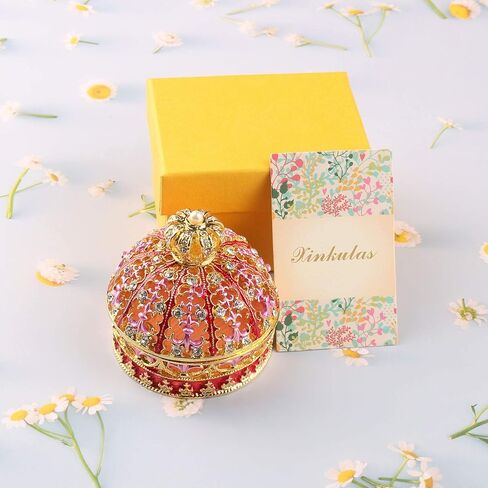 Xinkulas المينا تاج الأميرة حلية صندوق مجوهرات الجوف خارج حلقة سوار تخزين حامل صندوق الزفاف المركزية (الأحمر) in Kuwait