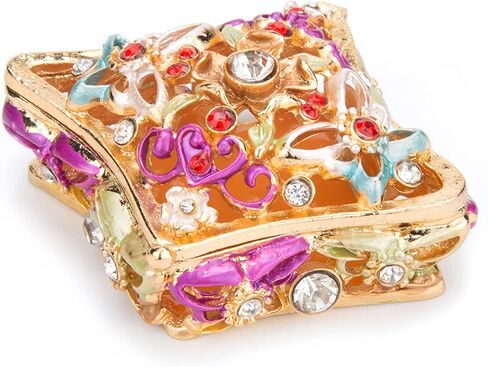 صندوق حلية مجوهرات مجوف رباعي الأضلاع من FASSLINO، حلي مرسومة يدويًا، هدية حرفية لعيد الأم، عيد الميلاد، عيد الميلاد in Kuwait