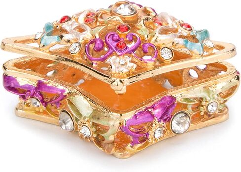 صندوق حلية مجوهرات مجوف رباعي الأضلاع من FASSLINO، حلي مرسومة يدويًا، هدية حرفية لعيد الأم، عيد الميلاد، عيد الميلاد in Kuwait