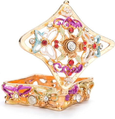 صندوق حلية مجوهرات مجوف رباعي الأضلاع من FASSLINO، حلي مرسومة يدويًا، هدية حرفية لعيد الأم، عيد الميلاد، عيد الميلاد in Kuwait