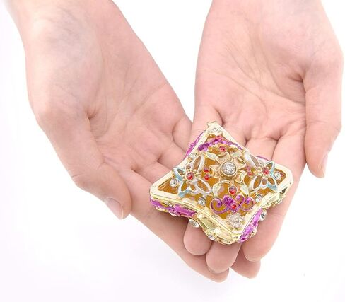 صندوق حلية مجوهرات مجوف رباعي الأضلاع من FASSLINO، حلي مرسومة يدويًا، هدية حرفية لعيد الأم، عيد الميلاد، عيد الميلاد in Kuwait