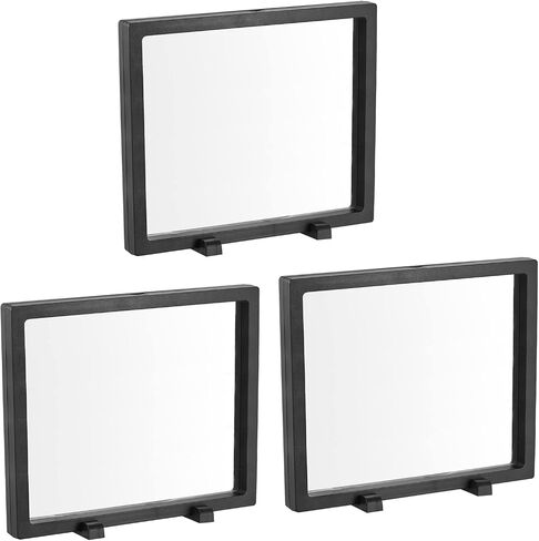 MECCANIXITY Floating Frame Display Holder Stand 3D Jewelry Display Box with Base 5.51 x 5.51 x 0.79 inch Black Pack of 3 in Kuwait