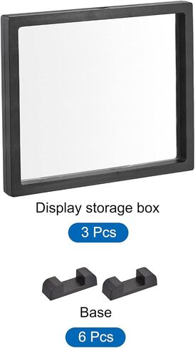 MECCANIXITY Floating Frame Display Holder Stand 3D Jewelry Display Box with Base 5.51 x 5.51 x 0.79 inch Black Pack of 3 in Kuwait