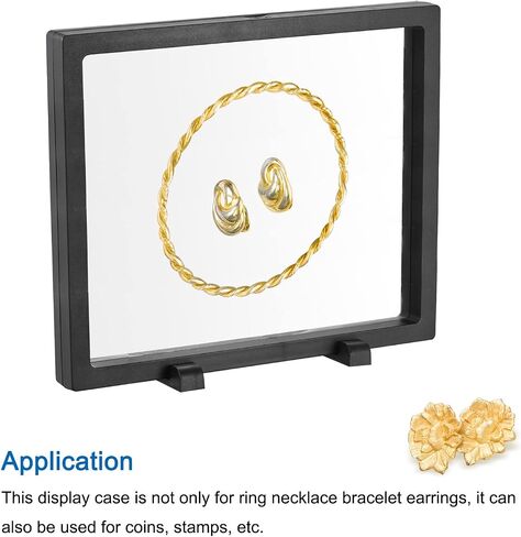 MECCANIXITY Floating Frame Display Holder Stand 3D Jewelry Display Box with Base 5.51 x 5.51 x 0.79 inch Black Pack of 3 in Kuwait
