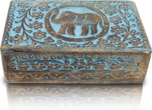 Great Birthday Gift Ideas Handmade Decorative Wooden Jewelry Box Jewelry Organizer Keepsake Box Treasure Chest Trinket Holder Watch Box Storage Box Housewarming Gifts Women (Natural Finish) in Saudi Arabia