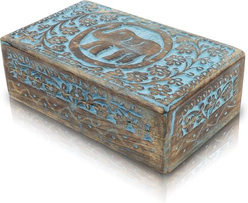 Great Birthday Gift Ideas Handmade Decorative Wooden Jewelry Box Jewelry Organizer Keepsake Box Treasure Chest Trinket Holder Watch Box Storage Box Housewarming Gifts Women (Natural Finish) in Saudi Arabia