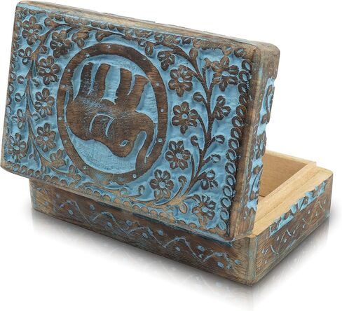 Great Birthday Gift Ideas Handmade Decorative Wooden Jewelry Box Jewelry Organizer Keepsake Box Treasure Chest Trinket Holder Watch Box Storage Box Housewarming Gifts Women (Natural Finish) in Saudi Arabia
