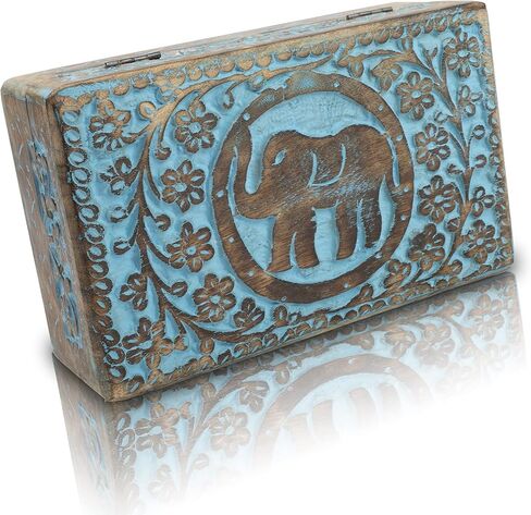 Great Birthday Gift Ideas Handmade Decorative Wooden Jewelry Box Jewelry Organizer Keepsake Box Treasure Chest Trinket Holder Watch Box Storage Box Housewarming Gifts Women (Natural Finish) in Saudi Arabia
