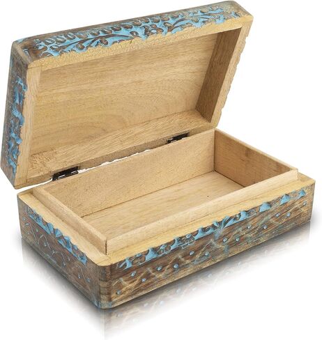 Great Birthday Gift Ideas Handmade Decorative Wooden Jewelry Box Jewelry Organizer Keepsake Box Treasure Chest Trinket Holder Watch Box Storage Box Housewarming Gifts Women (Natural Finish) in Saudi Arabia