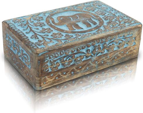 Great Birthday Gift Ideas Handmade Decorative Wooden Jewelry Box Jewelry Organizer Keepsake Box Treasure Chest Trinket Holder Watch Box Storage Box Housewarming Gifts Women (Natural Finish) in Saudi Arabia
