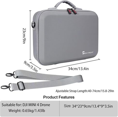 حقيبة حمل Uvafly Mini 4 Pro، حقيبة سفر محمولة، حقيبة تخزين مدمجة مع حزام كتف لـ DJI Mini 4 Pro Fly More Combo Drone RC 2 ملحقات وحدة التحكم in Kuwait