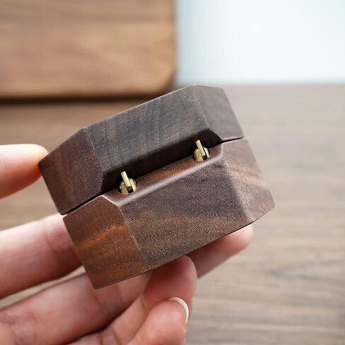 Wood Double Ring Box Jewelry Box Engraved Wooden Ring Holder for 2 Rings Engagement Proposal Wedding Ceremony Ring Bearer Box Valentine's Day Mother's Day Christmas Romantic Gifts for Women Black in Saudi Arabia