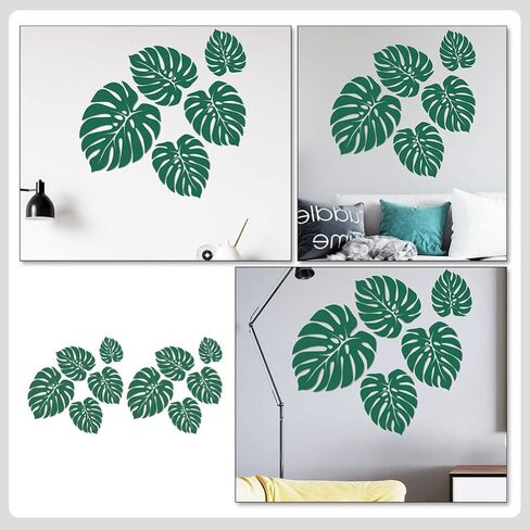 جارنيك 2 ورقة ملصقات الحائط اوراق النخيل، ملصقات ارضية مونستيرا، ملصقات قابلة للازالة للنباتات الاستوائية واوراق الشجر، ملصقات للاطفال والحضانة والفصول الدراسية وديكور الحفلات المنزلية in Kuwait