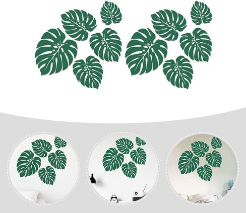 جارنيك 2 ورقة ملصقات الحائط اوراق النخيل، ملصقات ارضية مونستيرا، ملصقات قابلة للازالة للنباتات الاستوائية واوراق الشجر، ملصقات للاطفال والحضانة والفصول الدراسية وديكور الحفلات المنزلية in Kuwait