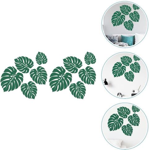 جارنيك 2 ورقة ملصقات الحائط اوراق النخيل، ملصقات ارضية مونستيرا، ملصقات قابلة للازالة للنباتات الاستوائية واوراق الشجر، ملصقات للاطفال والحضانة والفصول الدراسية وديكور الحفلات المنزلية in Kuwait