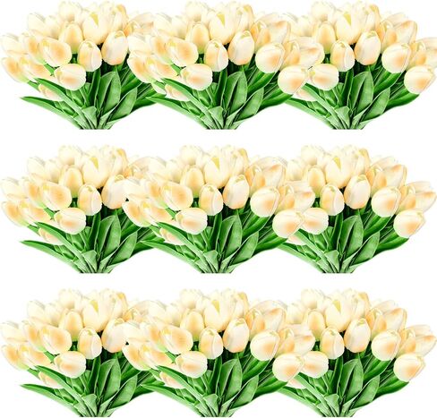 Jexine 100 Pcs Artificial Real Touch Tulips Fake Tulips Artificial Tulip Flower Bulk Tulip Bouquet with Stem for Table Centerpieces Valentines Wedding Bridal Garden Home Decor, 13.4''(Multicolor) in Saudi Arabia
