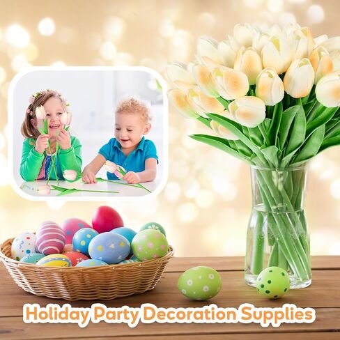 Jexine 100 Pcs Artificial Real Touch Tulips Fake Tulips Artificial Tulip Flower Bulk Tulip Bouquet with Stem for Table Centerpieces Valentines Wedding Bridal Garden Home Decor, 13.4''(Multicolor) in Saudi Arabia