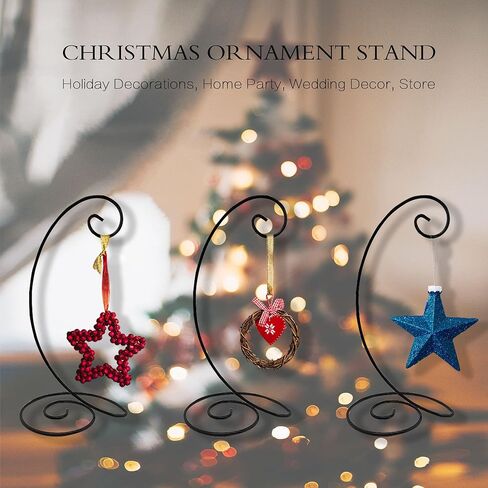 ESTAR SUPPLIES 4 عبوات من حامل عرض الزينة، خطاف تعليق سلك حديد أسود لتزيين الزفاف، ديكور حفلات المنزل، قاع حلزوني in Kuwait