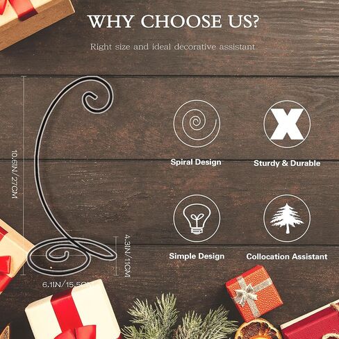 ESTAR SUPPLIES 4 عبوات من حامل عرض الزينة، خطاف تعليق سلك حديد أسود لتزيين الزفاف، ديكور حفلات المنزل، قاع حلزوني in Kuwait