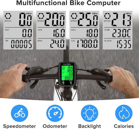 Hilceriy Bike Computer and Bicycle Odometer Wired KM/H Bike Speedometer with Automatic Wake-Up Cycling Speed Tracker LCD Display & Single Mileage & Multi-Functions & Calories Statistics Accessories in Saudi Arabia