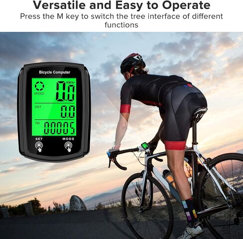 Hilceriy Bike Computer and Bicycle Odometer Wired KM/H Bike Speedometer with Automatic Wake-Up Cycling Speed Tracker LCD Display & Single Mileage & Multi-Functions & Calories Statistics Accessories in Saudi Arabia