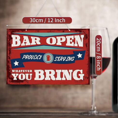 Hotop Decor Bar Open Metal Tin Sign Bar Man Cave Funny Wall Decor, 8"x12" Vintage Basement Decor Daily Reproduction Hanging Sign for Bar Pub Home Wall Door Decoration in Saudi Arabia