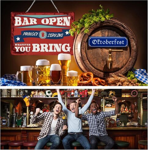 Hotop Decor Bar Open Metal Tin Sign Bar Man Cave Funny Wall Decor, 8"x12" Vintage Basement Decor Daily Reproduction Hanging Sign for Bar Pub Home Wall Door Decoration in Saudi Arabia