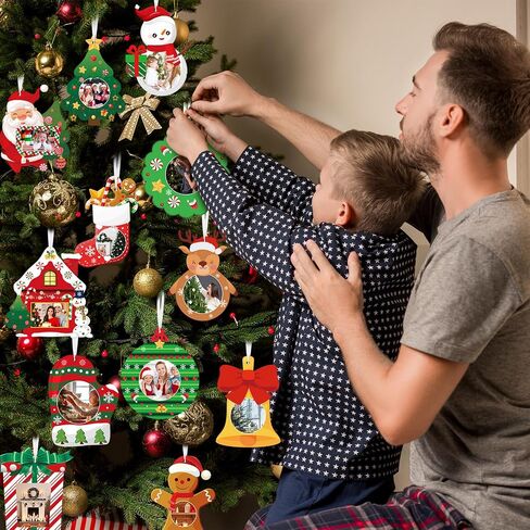 Suzile 36 Set Christmas Frame Ornaments Christmas Picture Frame Xmas Character Photo Frame Ornaments for Christmas Tree Kids DIY Hanging Decor Party Holiday House Decorations Keepsake, 12 Style in Saudi Arabia
