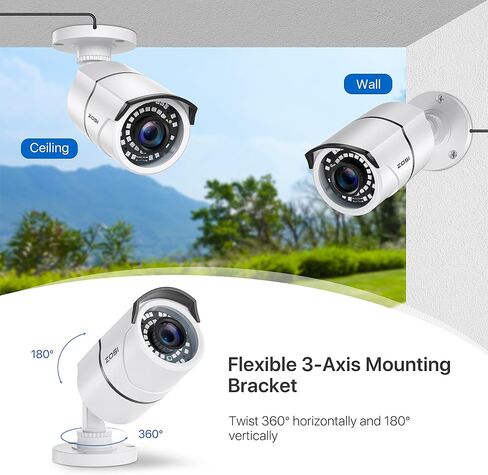 ZOSI 8CH 5MP PoE Security Camera System with Audio, 8 Channel 5MP NVR with 2TB HDD, 8pcs 4MP Outdoor Indoor Surveillance Cameras, Night Vision, Smart Human Detection, Remote Access, for 24/7 Recording in Kuwait