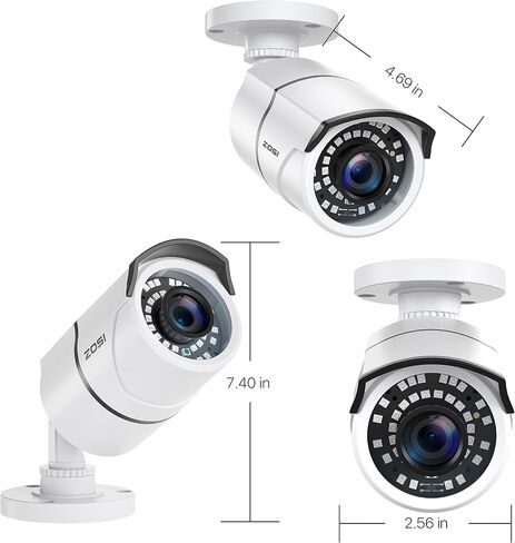 ZOSI 8CH 5MP PoE Security Camera System with Audio, 8 Channel 5MP NVR with 2TB HDD, 8pcs 4MP Outdoor Indoor Surveillance Cameras, Night Vision, Smart Human Detection, Remote Access, for 24/7 Recording in Kuwait
