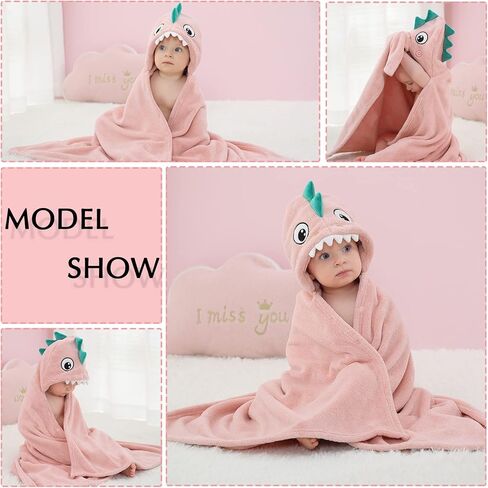 TONWHAR Baby Hooded Swaddling Blanket for Boys Girls, Animal Face Toddler Fall Winter Throw Blankets 0-6 Years (Green Unicorn, M) in Saudi Arabia