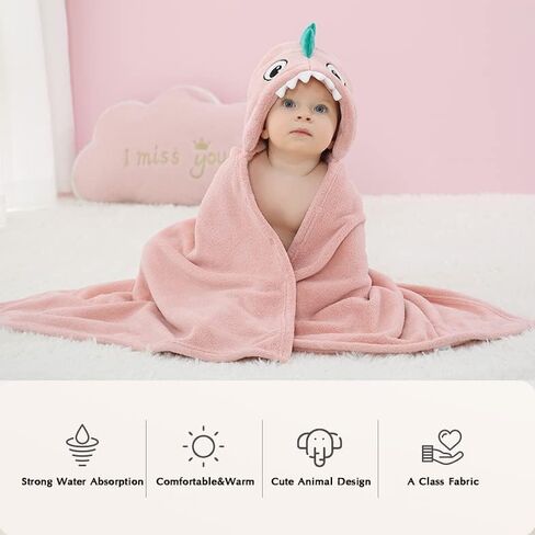 TONWHAR Baby Hooded Swaddling Blanket for Boys Girls, Animal Face Toddler Fall Winter Throw Blankets 0-6 Years (Green Unicorn, M) in Saudi Arabia